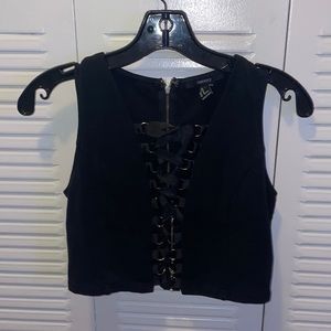 Lace up black top